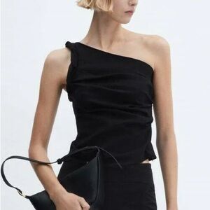 Mango Black One-Shoulder Top